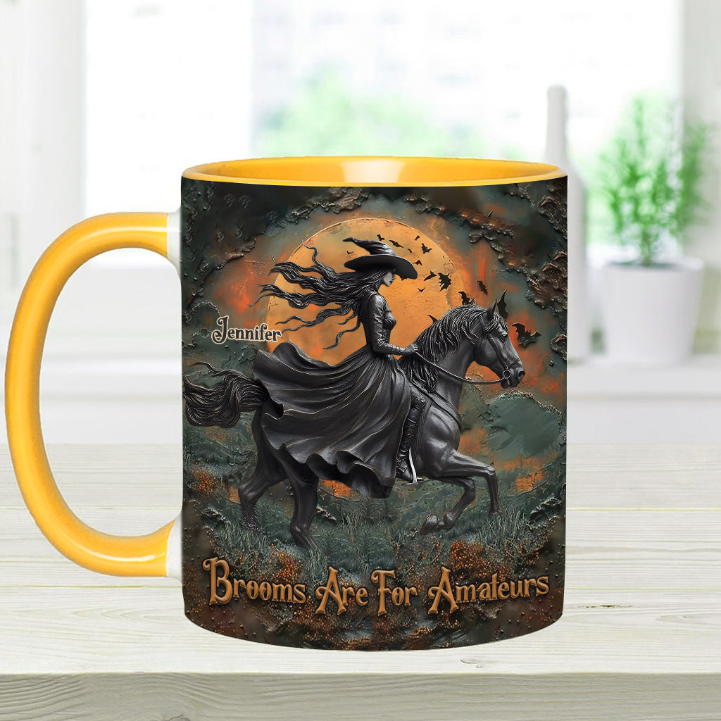 Brooms Are For Amateurs - Personalized Horse Accent Mug