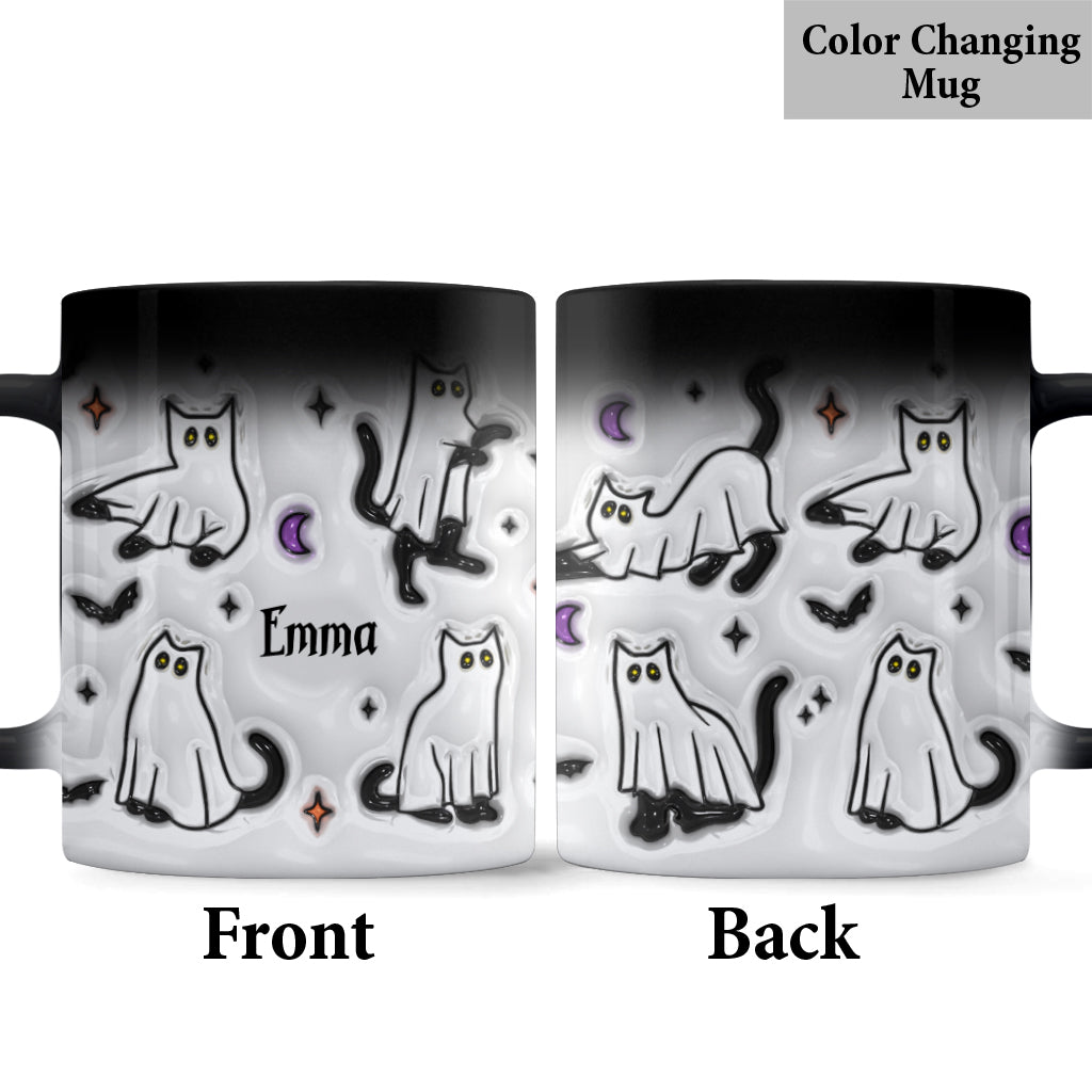 Halloween Ghost Cats - Personalized Black Cat Mug