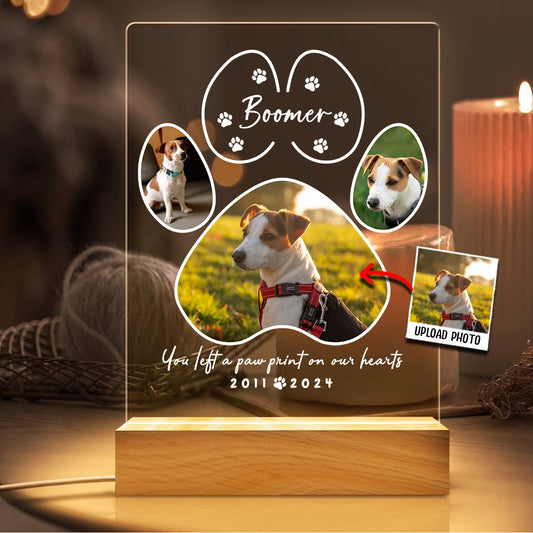 You Left A Paw Print - Personalized Dog Shaped Led Night Light