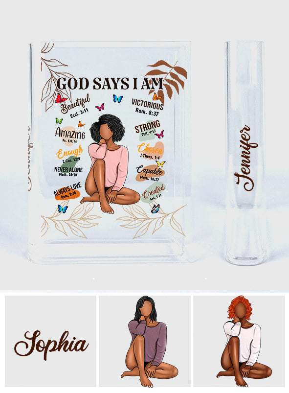 God Says You Are - Personalized African American Book Vase