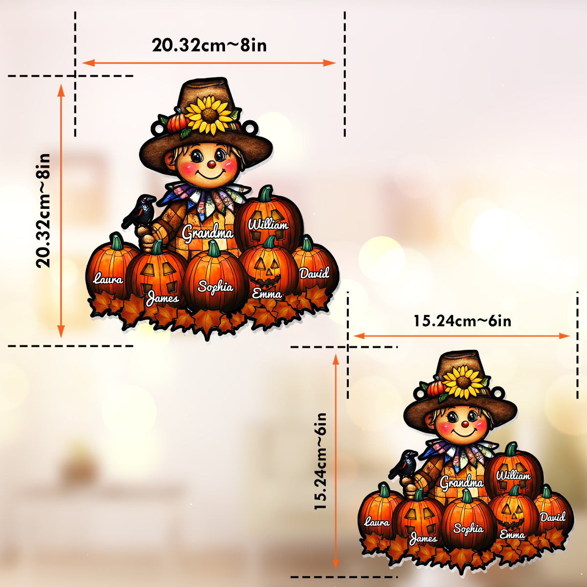 Grandma Fall - Personalized Grandma Window Hanging Suncatcher Ornament