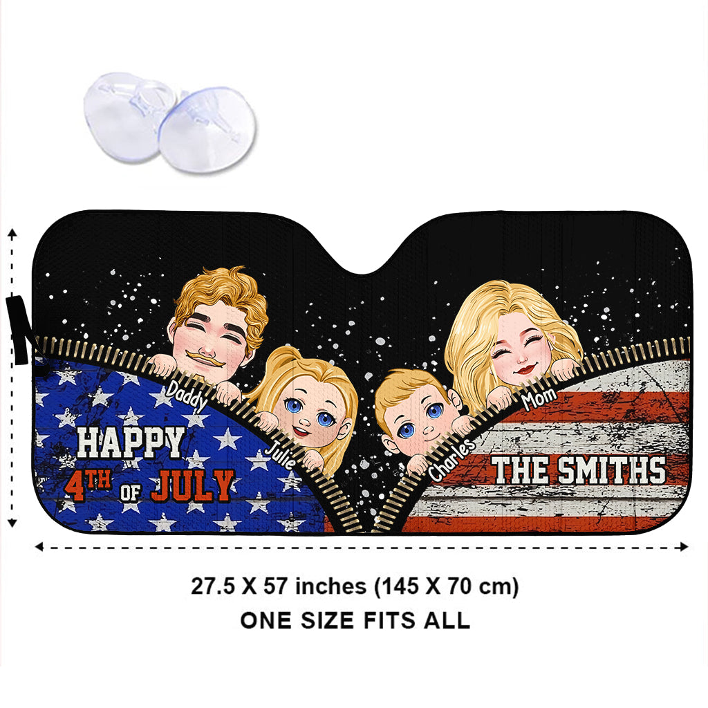 Funny Family Independence Day - Personalized Family Car Sunshade