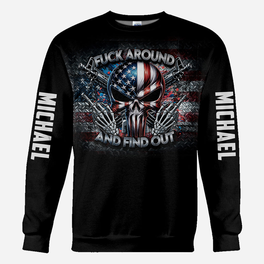 Protected by Fck Around and Find out Surveillance - Personalized Skull All Over Shirt