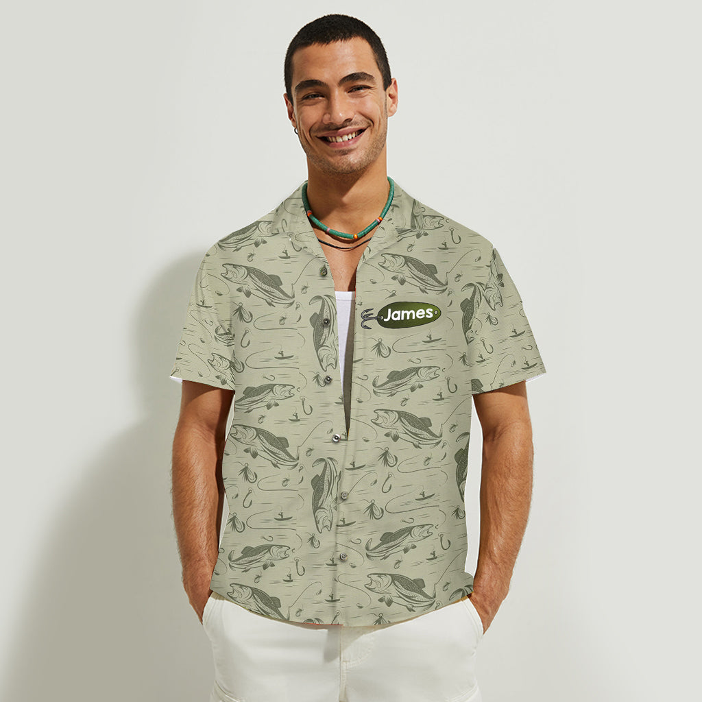 Hooked On Being Dad/ Grandpa... - Personalized Fishing Hawaiian Shirt