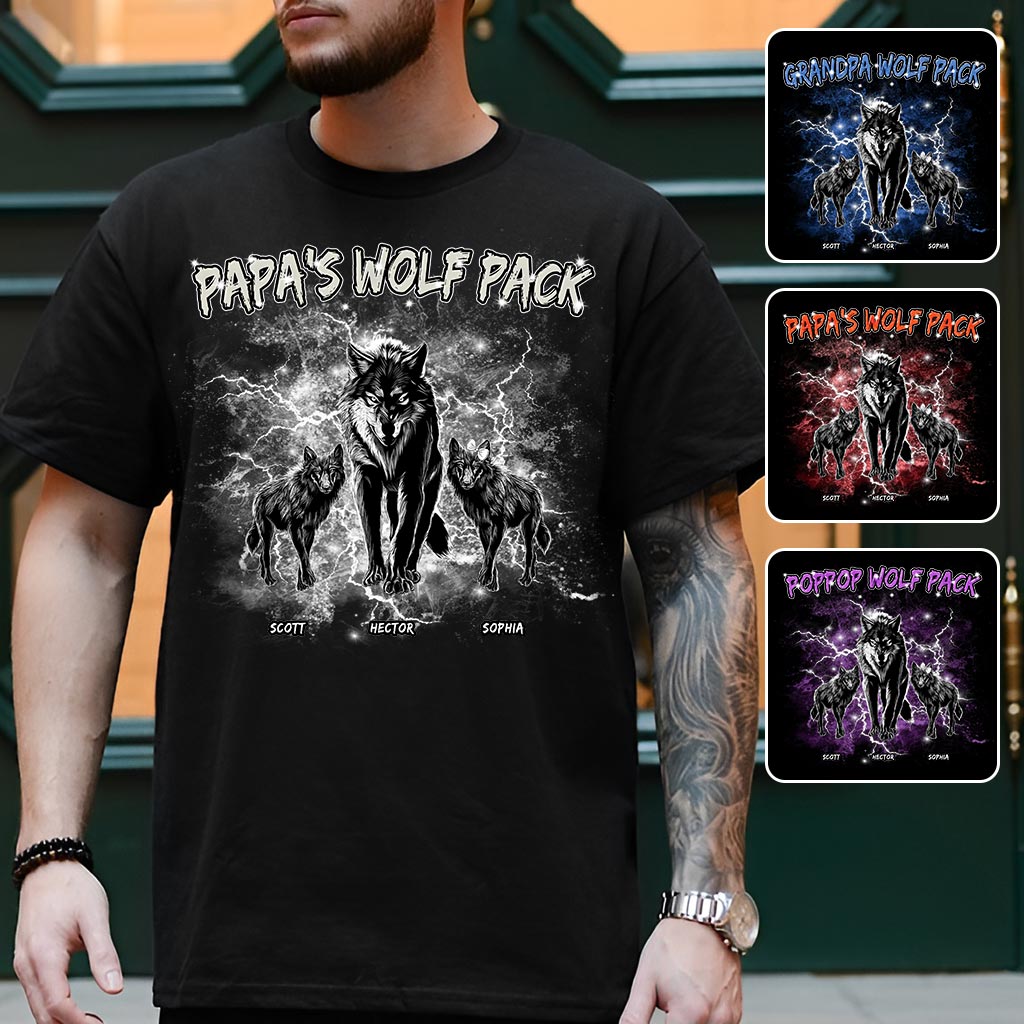 Papa's Wolf Pack Thunder Bootleg - Personalized Father T-shirt And Hoodie