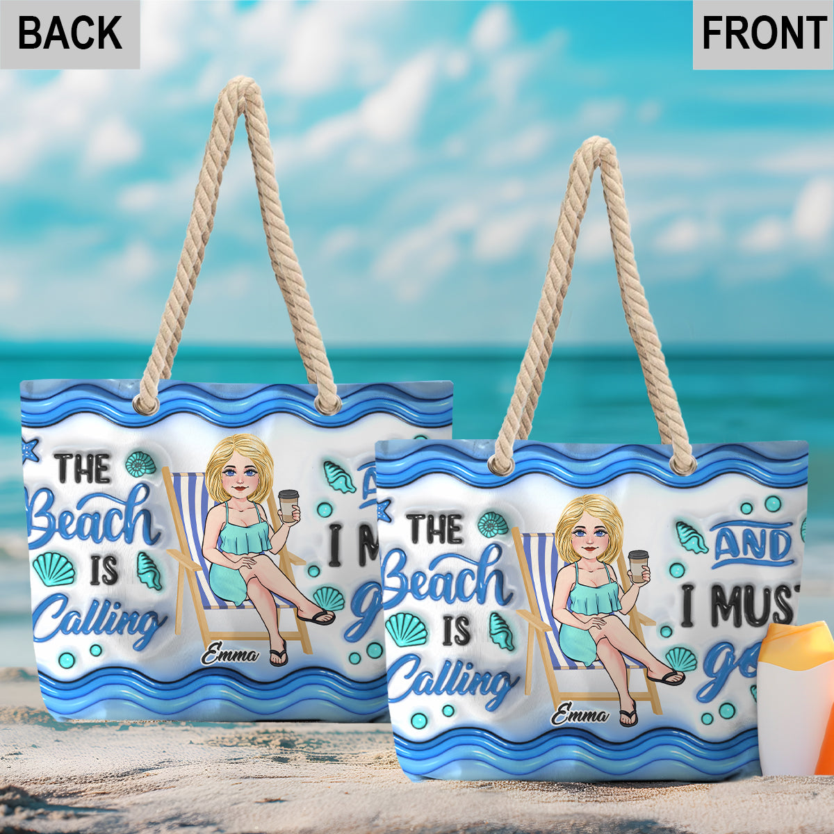 The beach Is Calling And I Must Go - Personalized Sea Lover Beach Bag