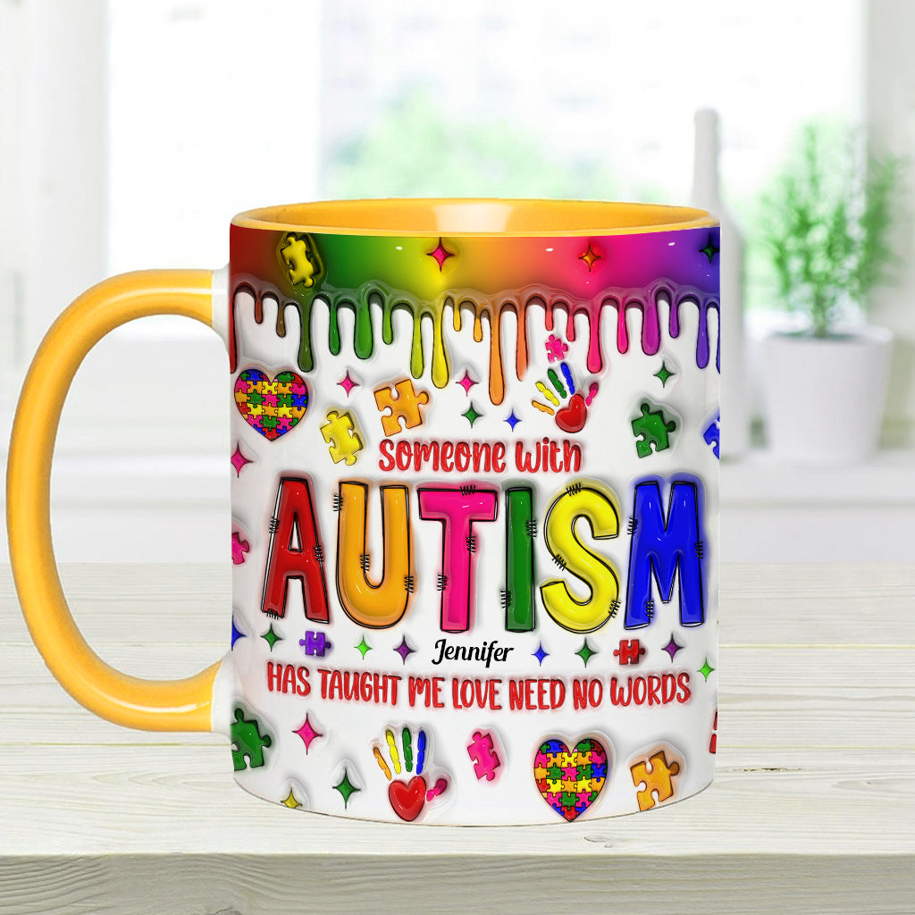 Love Need No Words - Personalized Autism Awareness Accent Mug