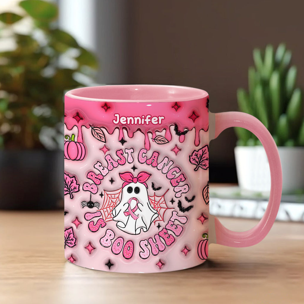 Breast Cancer Is Boo Sheet - Personalized Breast Cancer Awareness Accent Mug