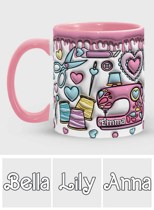 Sewing Lovers Pink - Personalized Sewing Accent Mug
