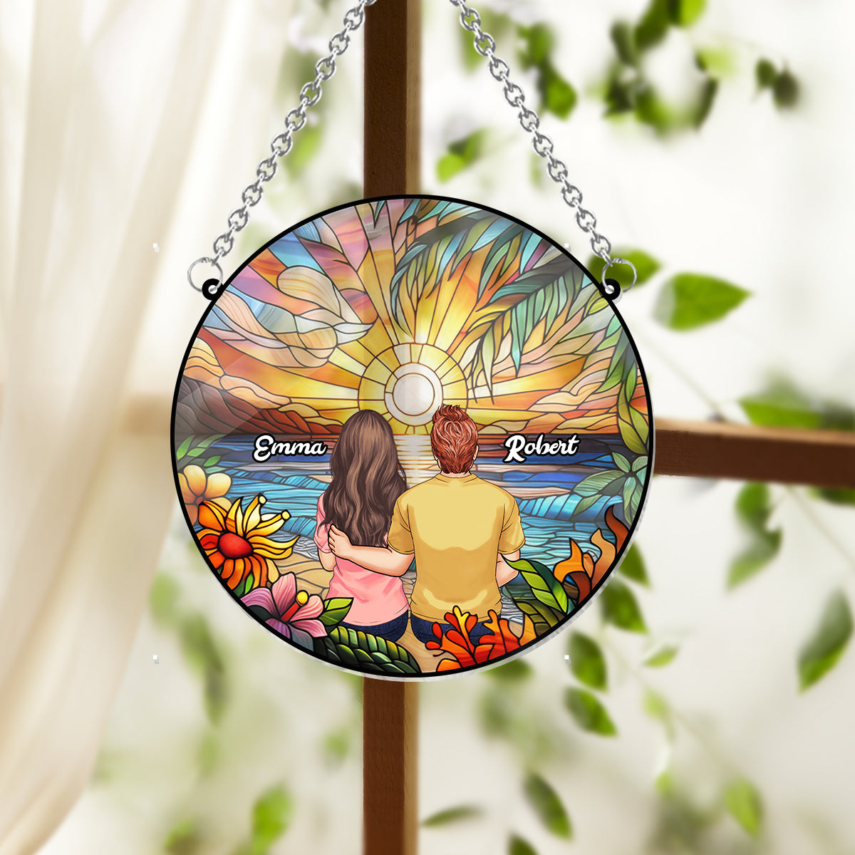 I Love You - Personalized Couple Window Hanging Suncatcher Ornament