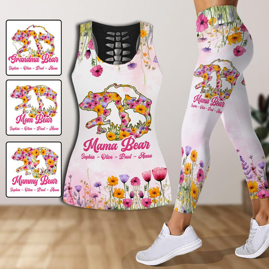 Mama Bear - Personalized Mother Hollow Tank Top and Leggings