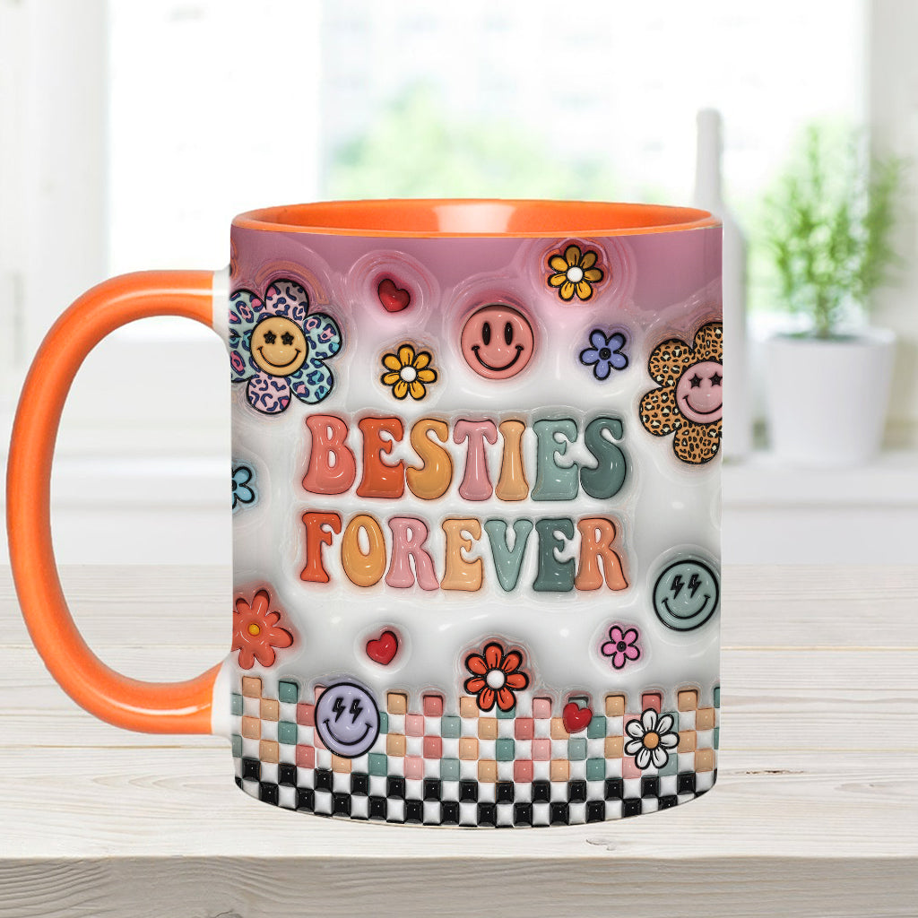 Besties Forever Floral - Personalized Bestie Accent Mug