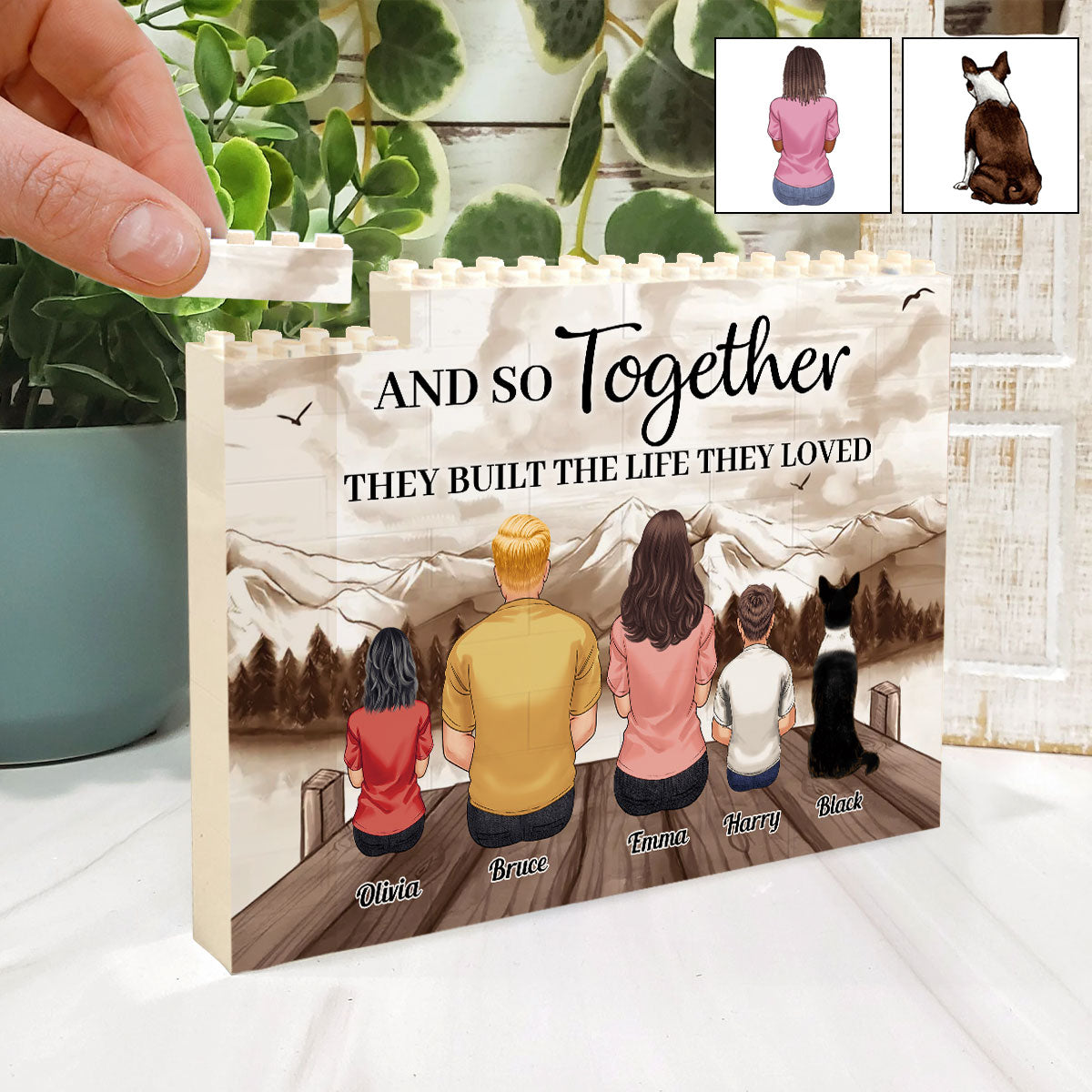 And So Together They Built The Life They Loved - Personalized Family One-sided Horizontal Rectangle Building Brick Blocks