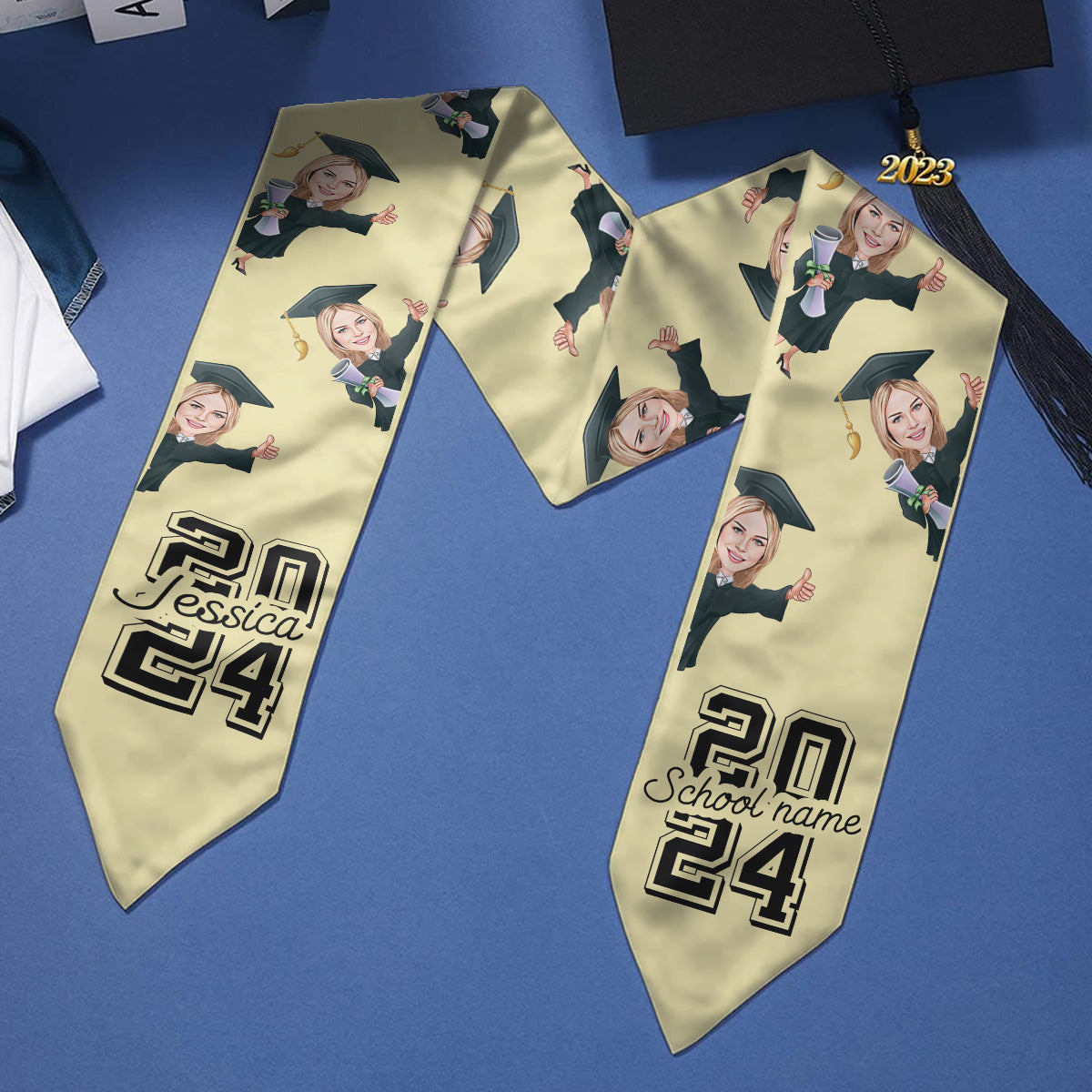 Caricature Funny Character - Personalized Graduation Graduation Stole