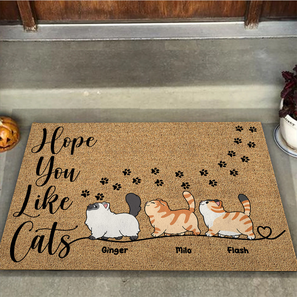 Hope You Like Cats - Personalized Cat Doormat