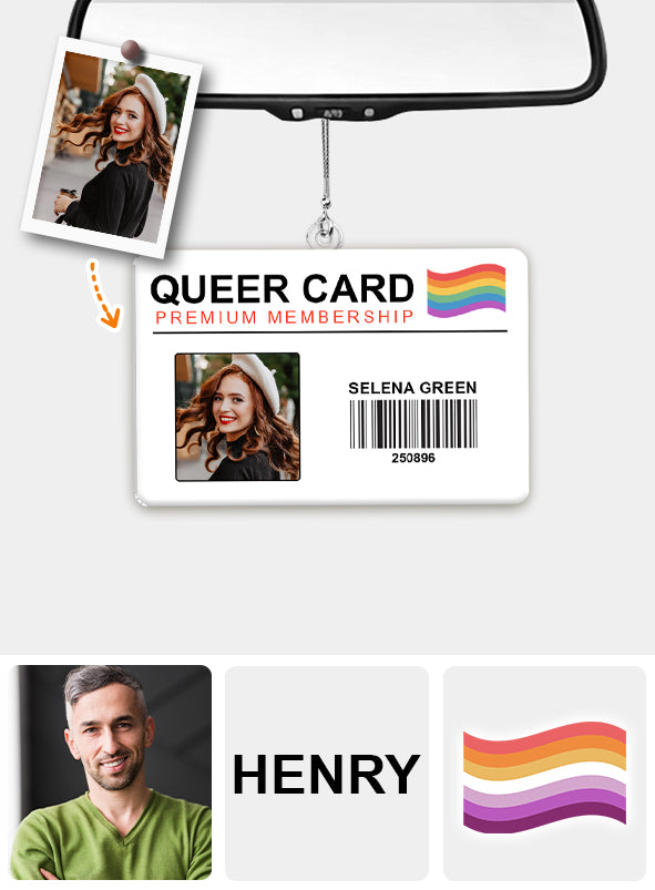 Premium Lifetime Membership Gay Card - Personalized LGBT Support Car Ornament