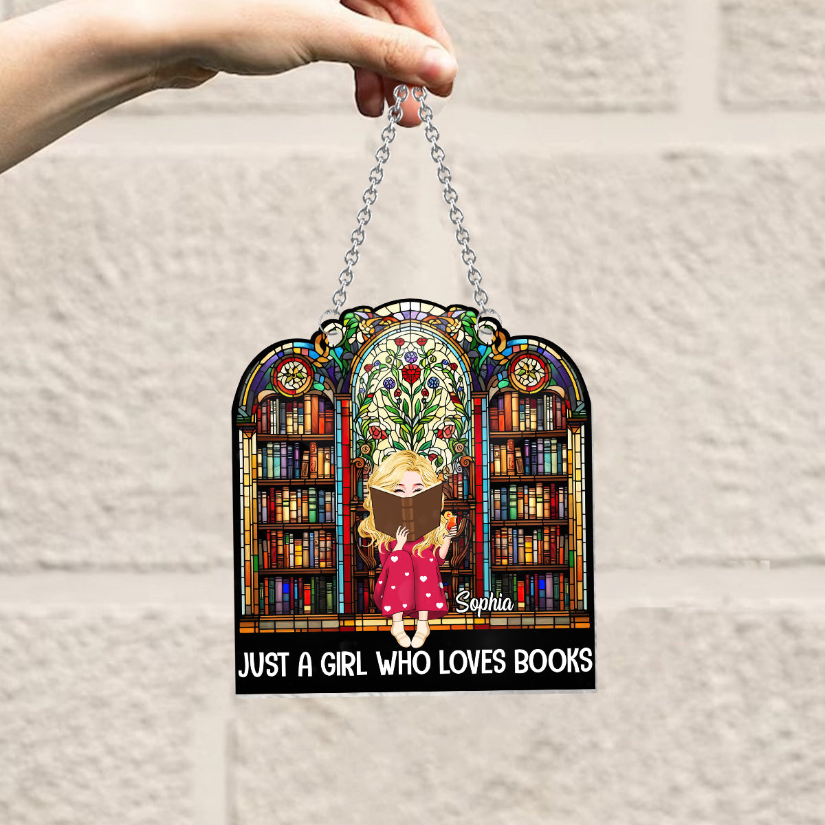 Just A Girl Who Loves Books - Personalized Book Window Hanging Suncatcher Ornament