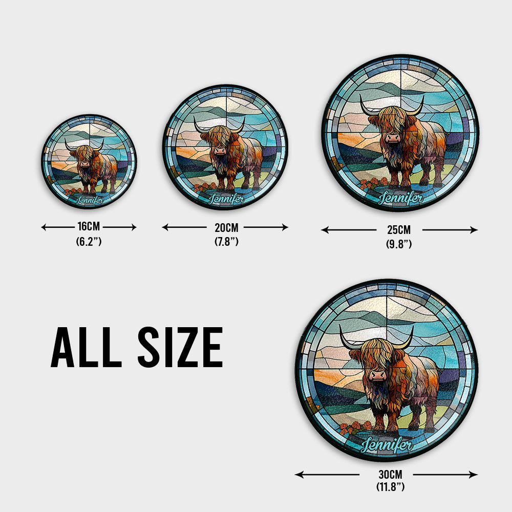 Love Highland Cow - Personalized Stained Glass Suncatcher
