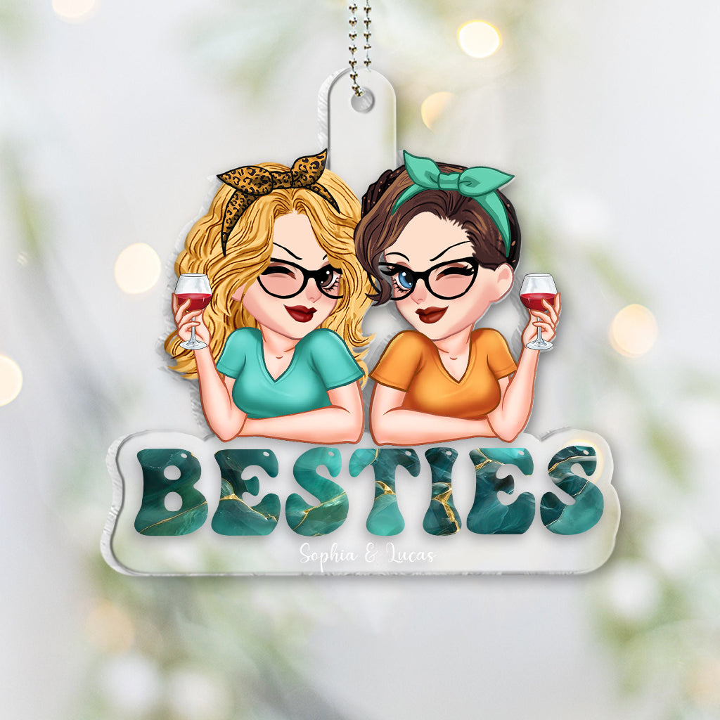 Besties Forever - Personalized Bestie Custom Shaped Car Ornament