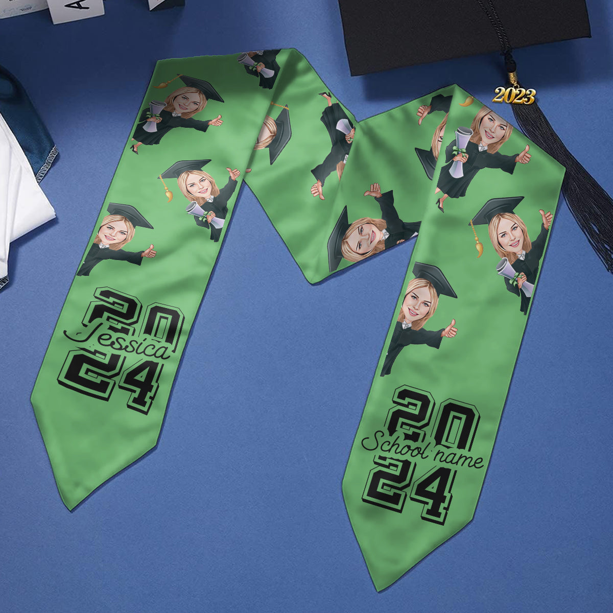 Caricature Funny Character - Personalized Graduation Graduation Stole