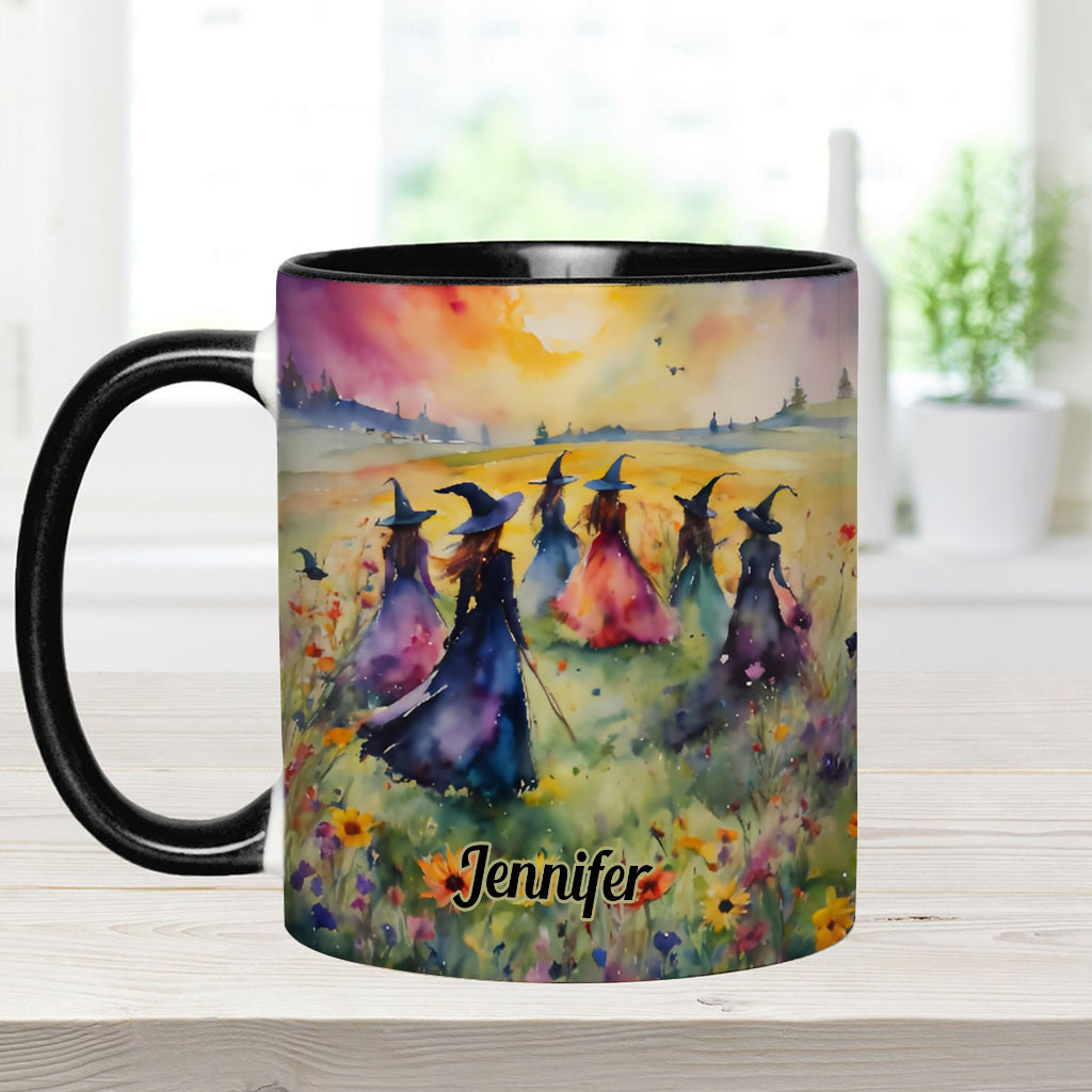 Watercolor Witches Gather - Personalized Witch Accent Mug