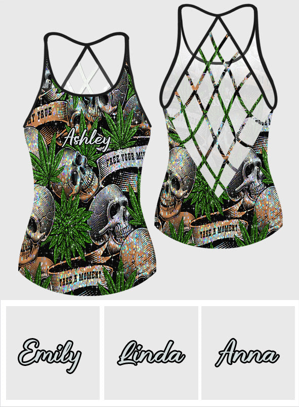 Canabis & Skull Marijuana - Personalized Weed Cross Tank Top