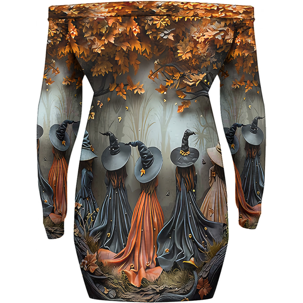 Beautiful Witch - Personalized Witch Off Shoulder Long Sleeve Dress