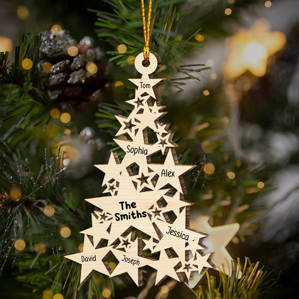 Star Christmas Tree Family Custom Names - Personalized Family Ornament