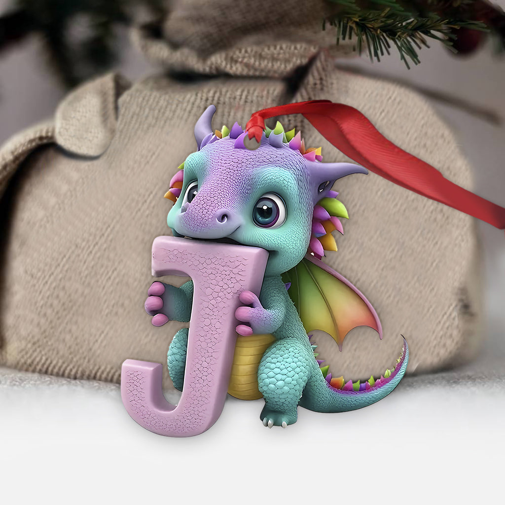 Cute Dragon Letter Ornament - Personalized Dragon Ornament