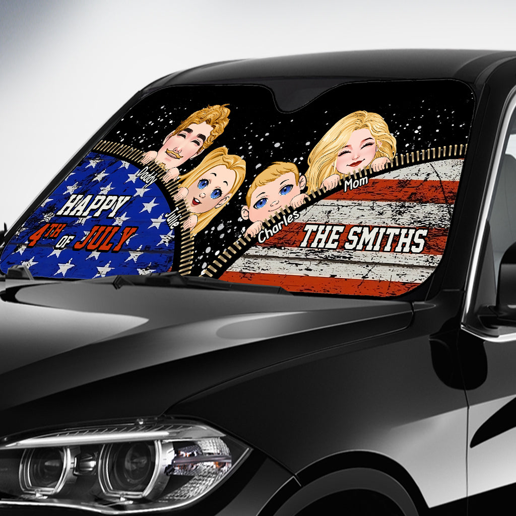 Funny Family Independence Day - Personalized Family Car Sunshade
