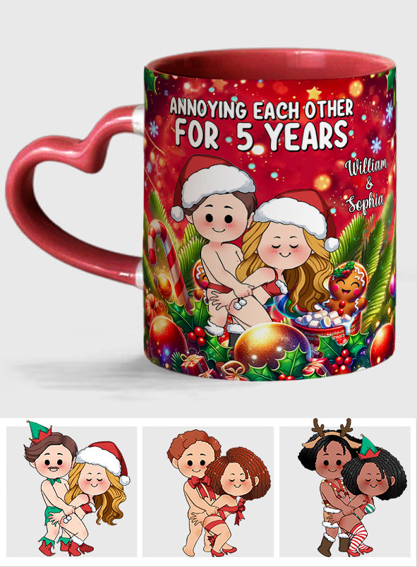 Annoying Each Other - Personalized Couple Heart Handle Mug