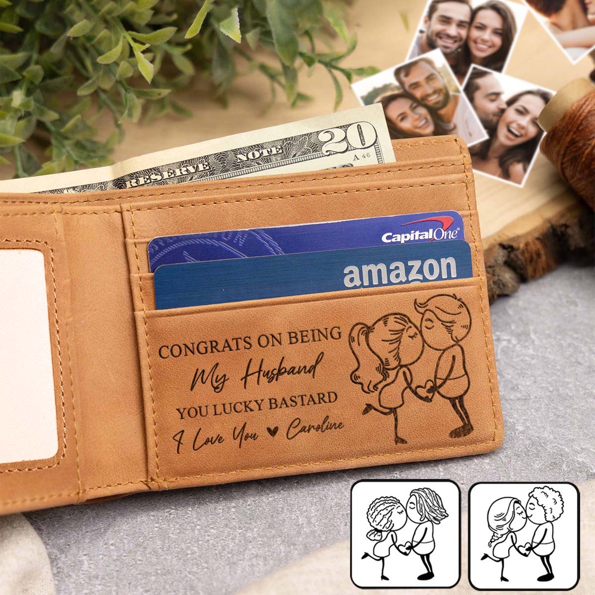 Congrats On Being My Husband Boyfriend - Personalized Couple Leather Wallet