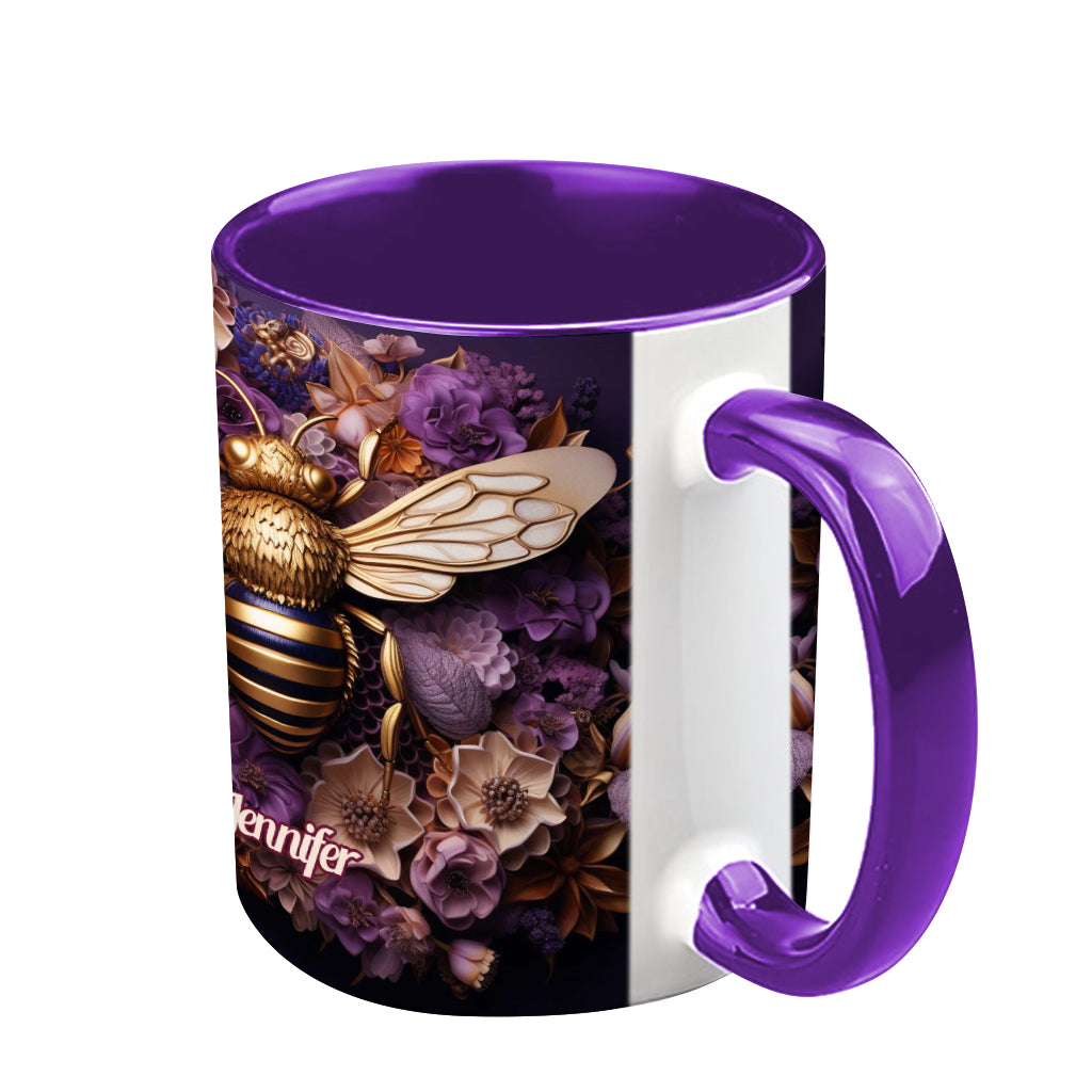 Bee Happy Golden Bee - Personalized Bee Accent Mug