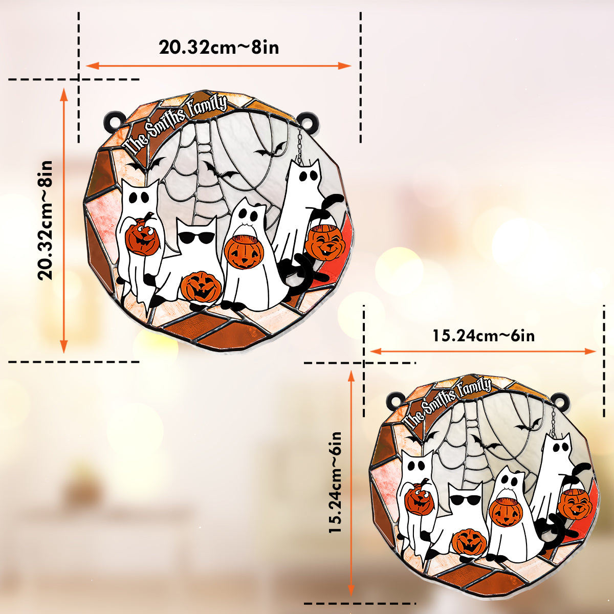 Black Cat Halloween 2024 - Personalized Black Cat Window Hanging Suncatcher Ornament