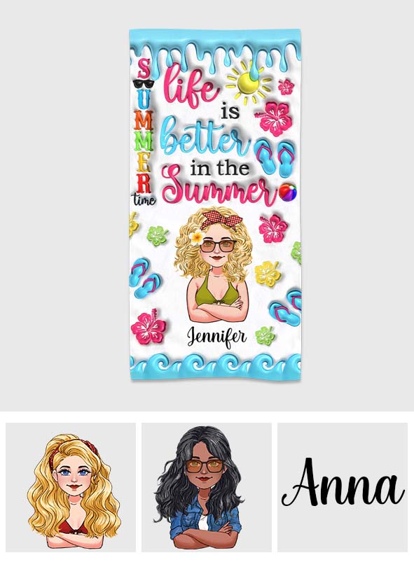 Life Is Better In Summer - Personalized Sea Lover Beach Towel
