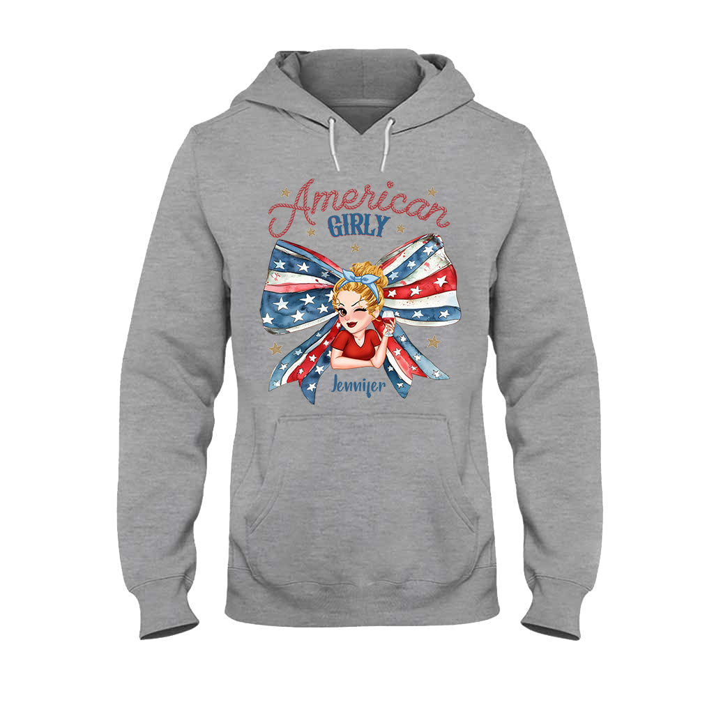 Coquette American Girl - Personalized Independence Day/ 4th of July T-shirt And Hoodie