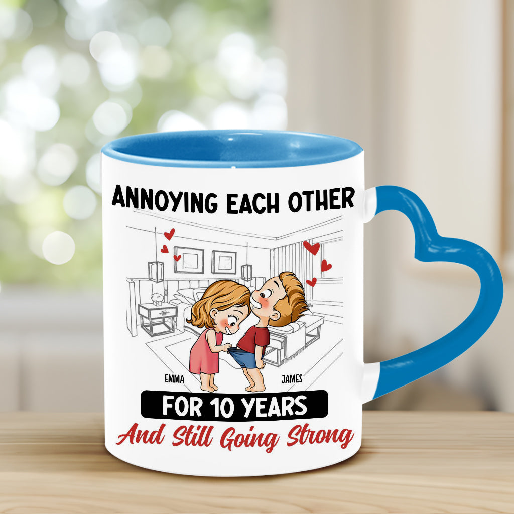 Annoying Each Other For Years And Still Going Strong - Personalized Couple Heart Handle Mug