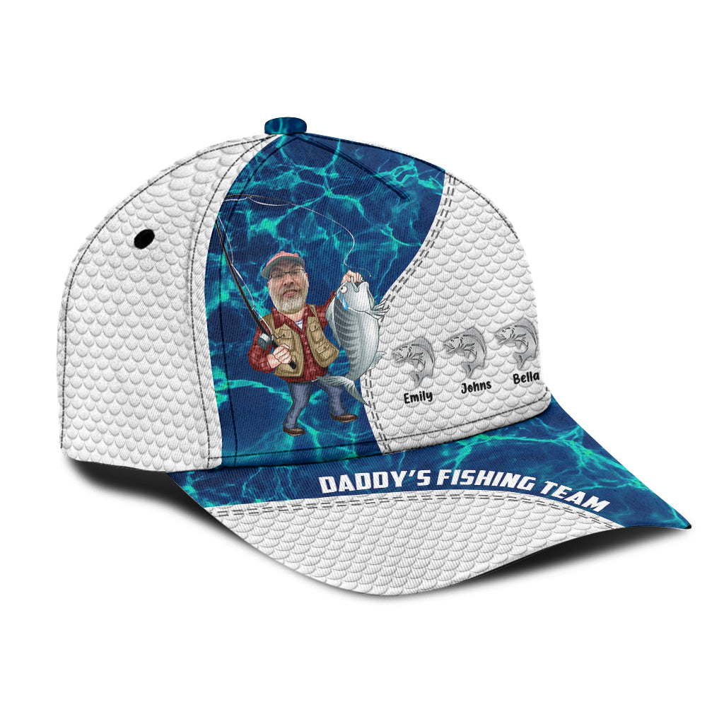 Reel Cool Dad American Flag Bass - Personalized Fishing Classic Cap