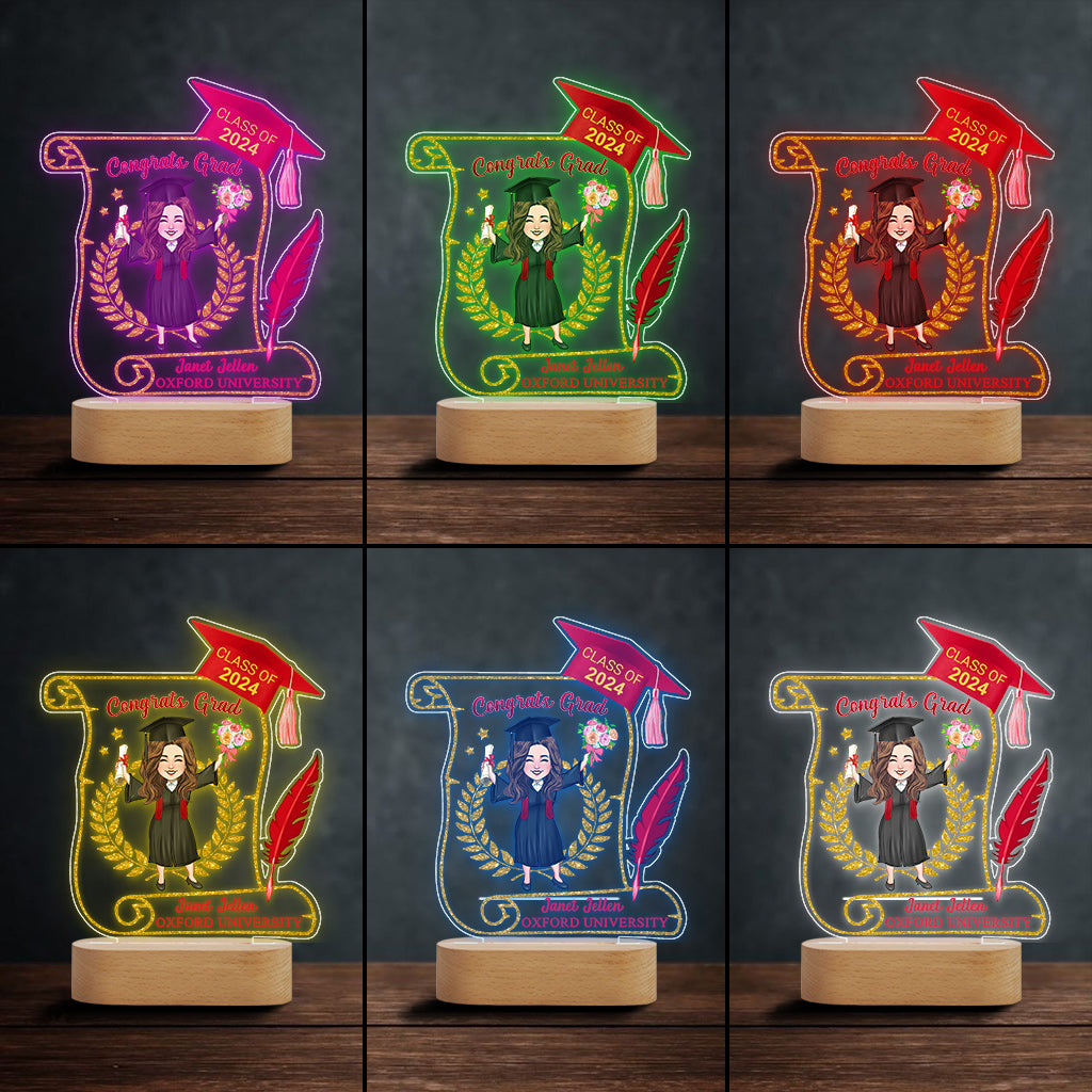 Congratulation Grad - Personalized Graduation Shaped Plaque Light Base