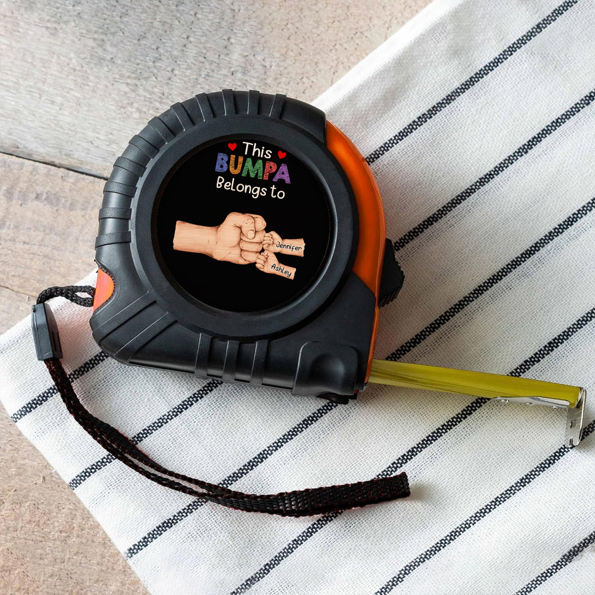 This Dad / Grandpa Belongs To Fist Bump - Personalized Father Measure Tape