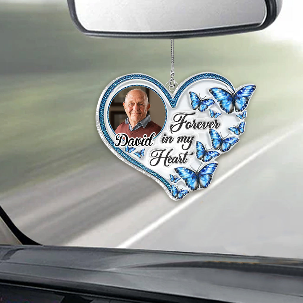 Forever In My Heart - Personalized Memorial Custom Shaped Car Ornament