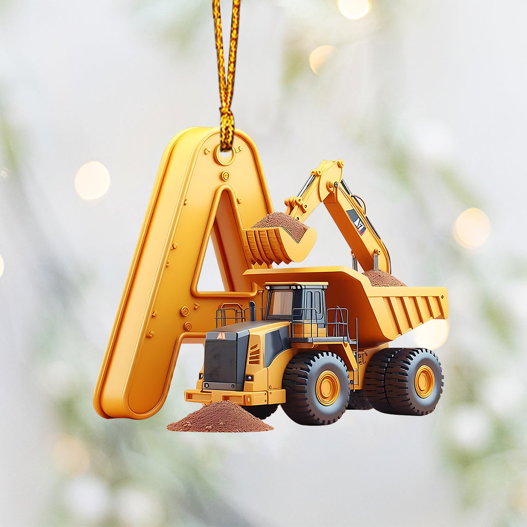 Construction Vehicles Letter - Personalized Kid Ornament
