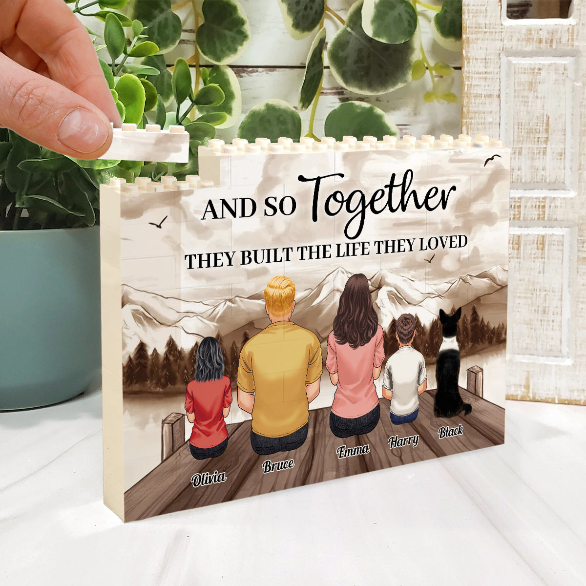 And So Together They Built The Life They Loved - Personalized Family One-sided Horizontal Rectangle Building Brick Blocks