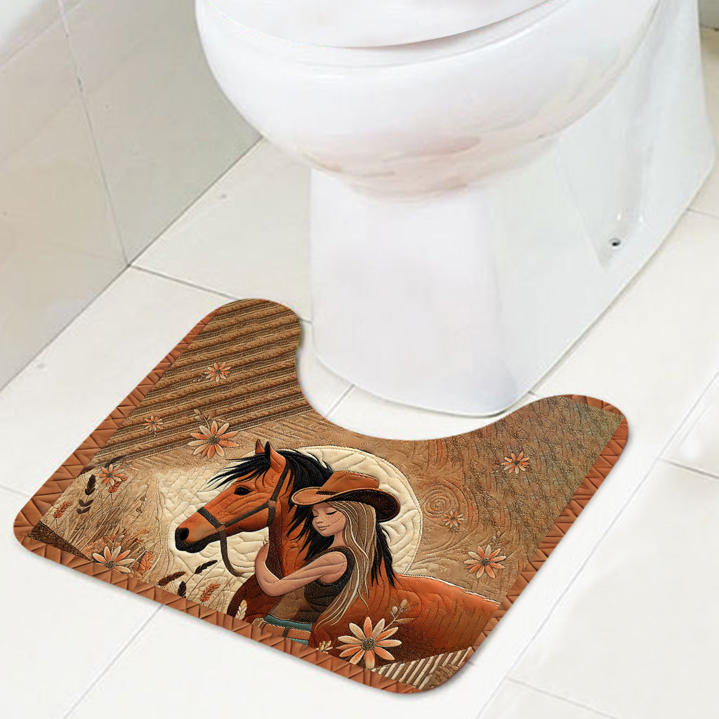 Horse Lovers - Personalized Horse Bathroom Curtain & Mats Set