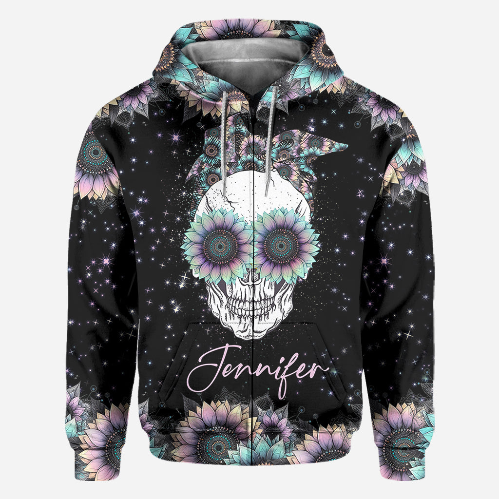 Zero F Given Pink Blue Sunflower - Personalized Skull All Over Shirt