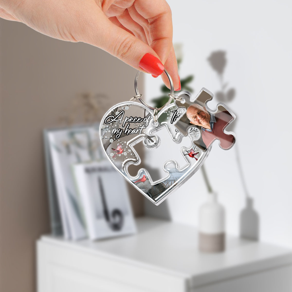 A Piece Of My Heart Lives In Heaven - Personalized Memorial Keychain with Charms