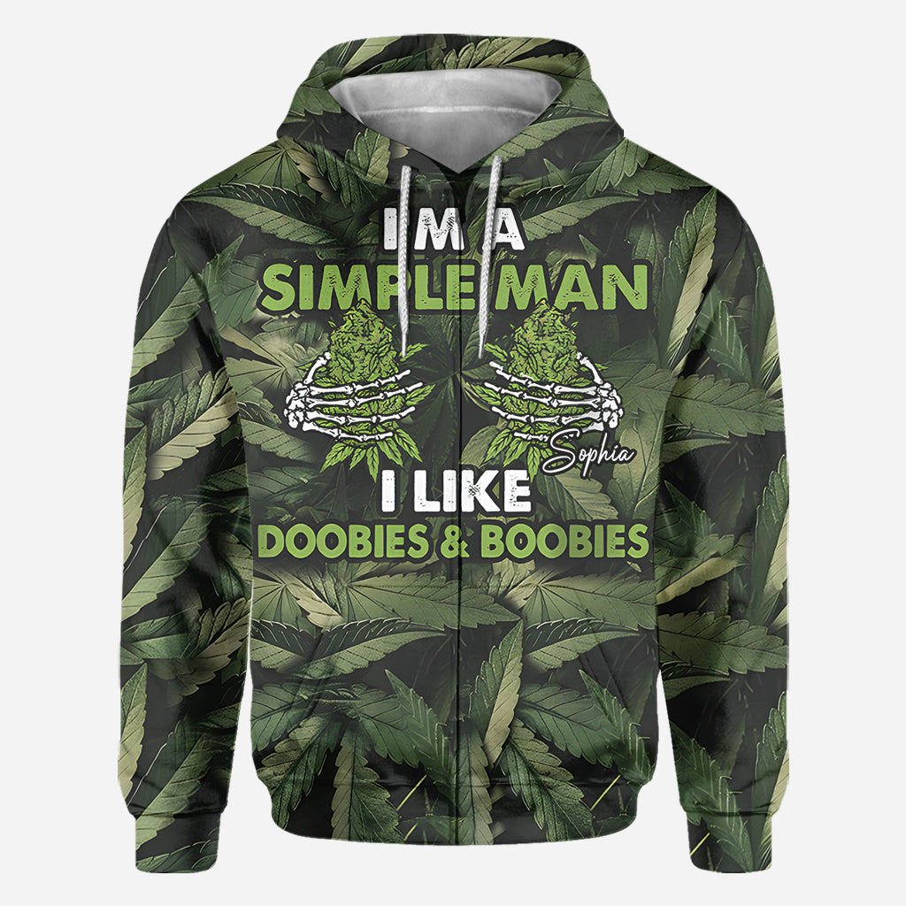 I'm A Simple Man I Like Doobies & Boobies - Personalized Weed All Over Shirt