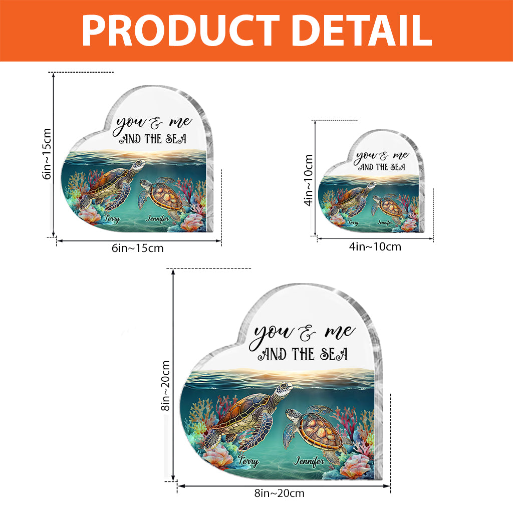 You & Me And The Sea - Personalized Turtle Custom Shaped Acrylic Plaque