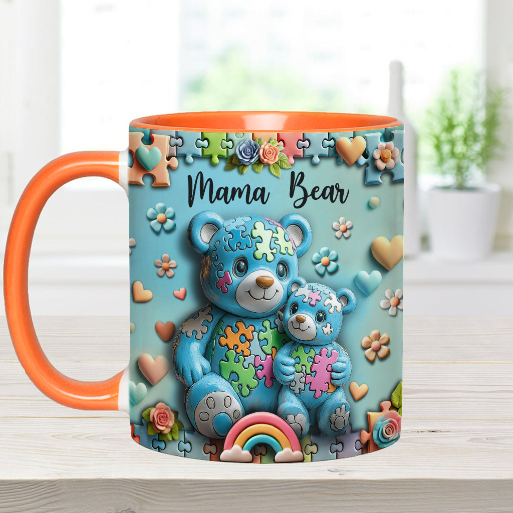 Mama Bear - Personalized Autism Awareness Accent Mug