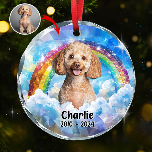 Forever In My Heart - Personalized Dog Round Shaped Glass Ornament